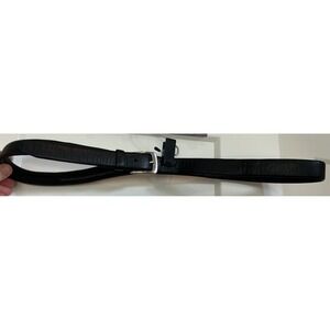 Mens Black Full Grain Leather Belt Italian Design Buckle Tubular Size 44